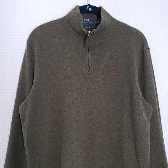 Polo Ralph Lauren 1/4 Zip Sweater Mens Small Green Pullover Preppy Casual Cotton - Picture 4 of 16